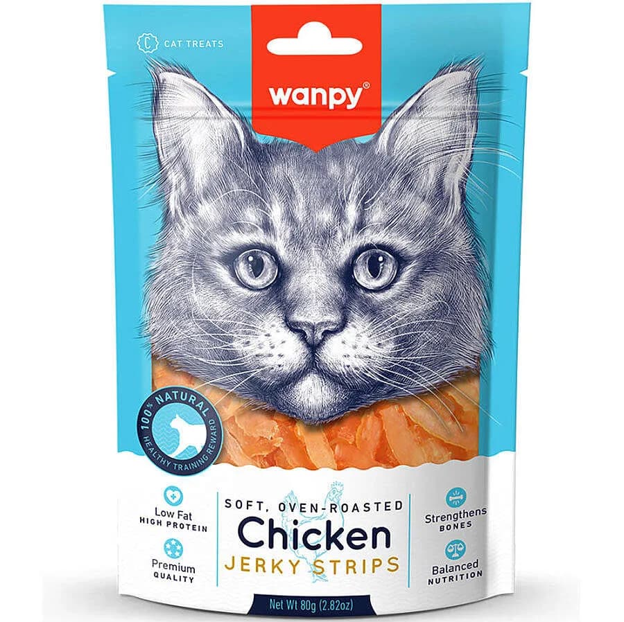 Wanpy Oven Roasted Jerky Strips Yumuşak Tavuklu Kedi Ödülü 80 Gr