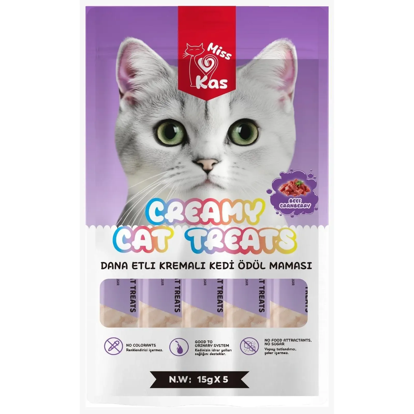 Miss Kas Dana Etli Kremalı Kedi Ödül Maması 5 x 15 Gr