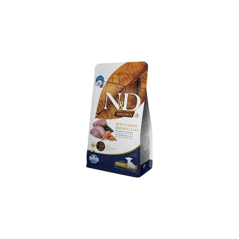 N&D Brown Kuzu ve Spirulinalı Kahverengi Tüylü Küçük Irk Yavru Köpek Maması paket görseli