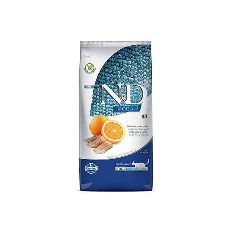 N&D Ocean Tahılsız Ringa Balığı ve Portakal Kedi Maması paket görseli