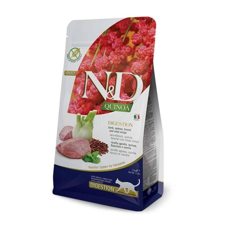 N&D Quinoa Digestion Kuzu, Kinoa ve Rezene Hassas Sindirim Kedi Maması paket görseli