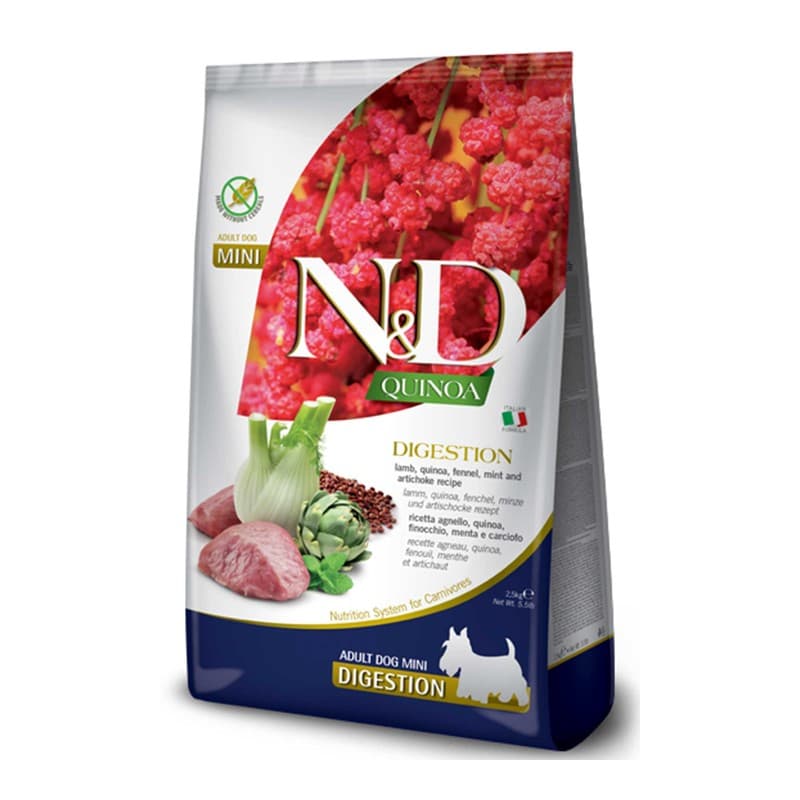 N&D Quinoa Digestion Kuzu Küçük Irk Köpek Maması paket görseli