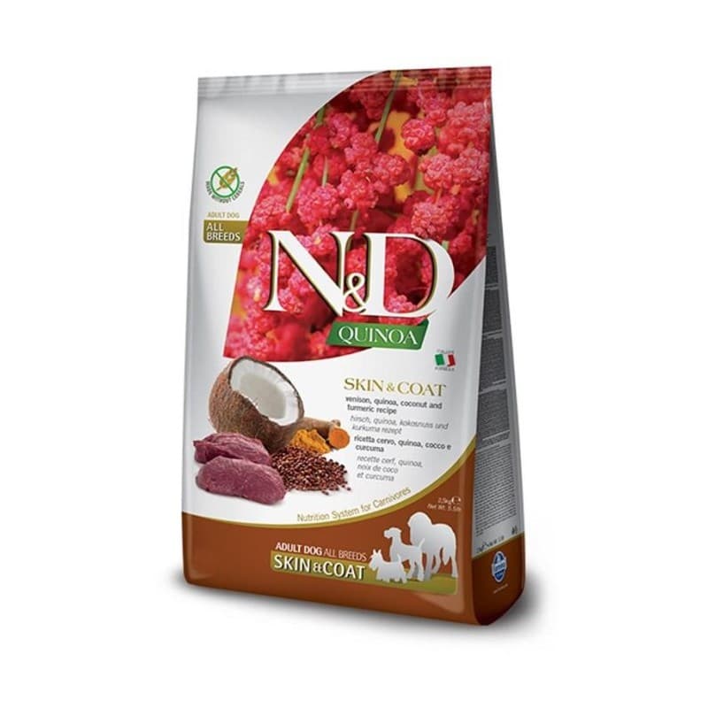 N&D Quinoa Skin Coat Geyik Etli Orta ve Büyük Irk Köpek Maması paket görseli