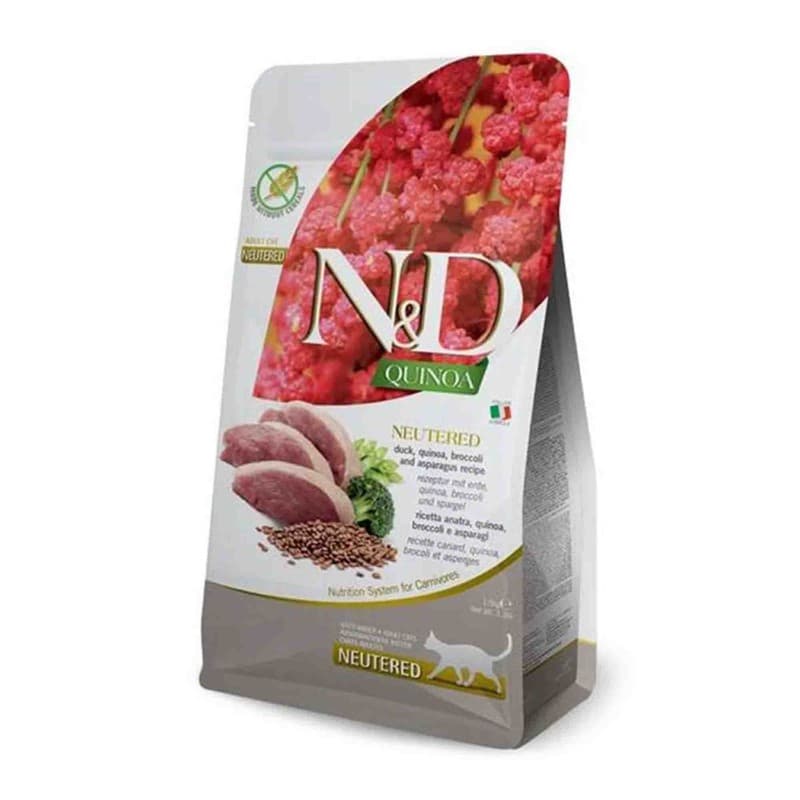 N&D Quinoa Neutered Ördek, Kinoa ve Brokoli Kısırlaştırılmış Kedi Maması paket görseli