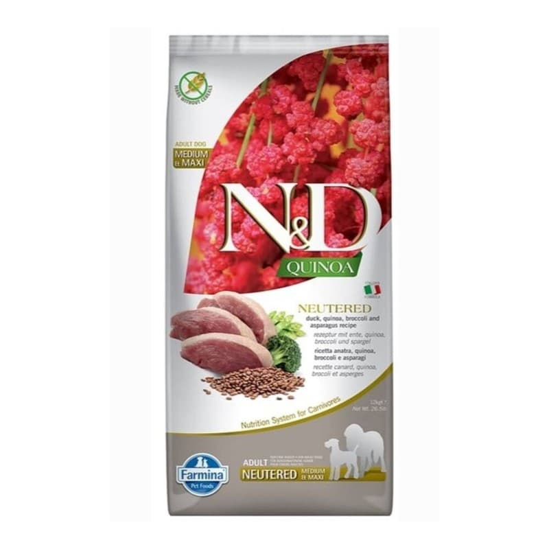 N&D Quinoa Neutered Ördek Orta ve Büyük Irk Kısırlaştırılmış Köpek Maması paket görseli