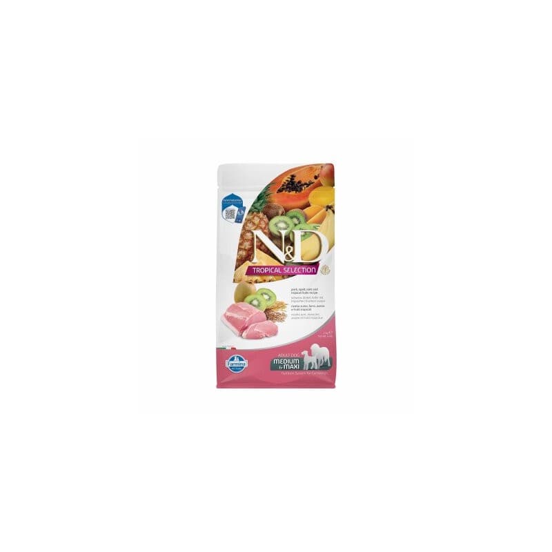 N&D Tropical Selection Domuz ve Tropikal Meyveli Orta ve Büyük Irk Köpek Maması paket görseli
