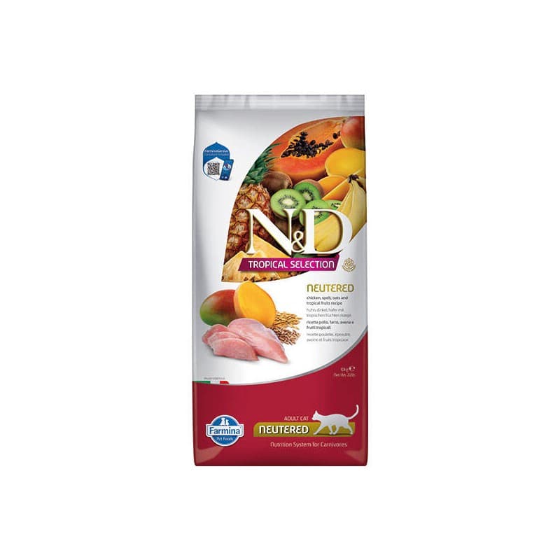 N&D Tropical Selection Tavuk ve Meyveli Kısırlaştırılmış Kedi Maması paket görseli